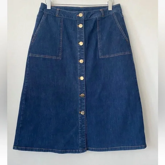 WULI:LUU by Gok Wan Denim A-Line Skirt Button Front Sizes: 10, 12 - Picture 1 of 4